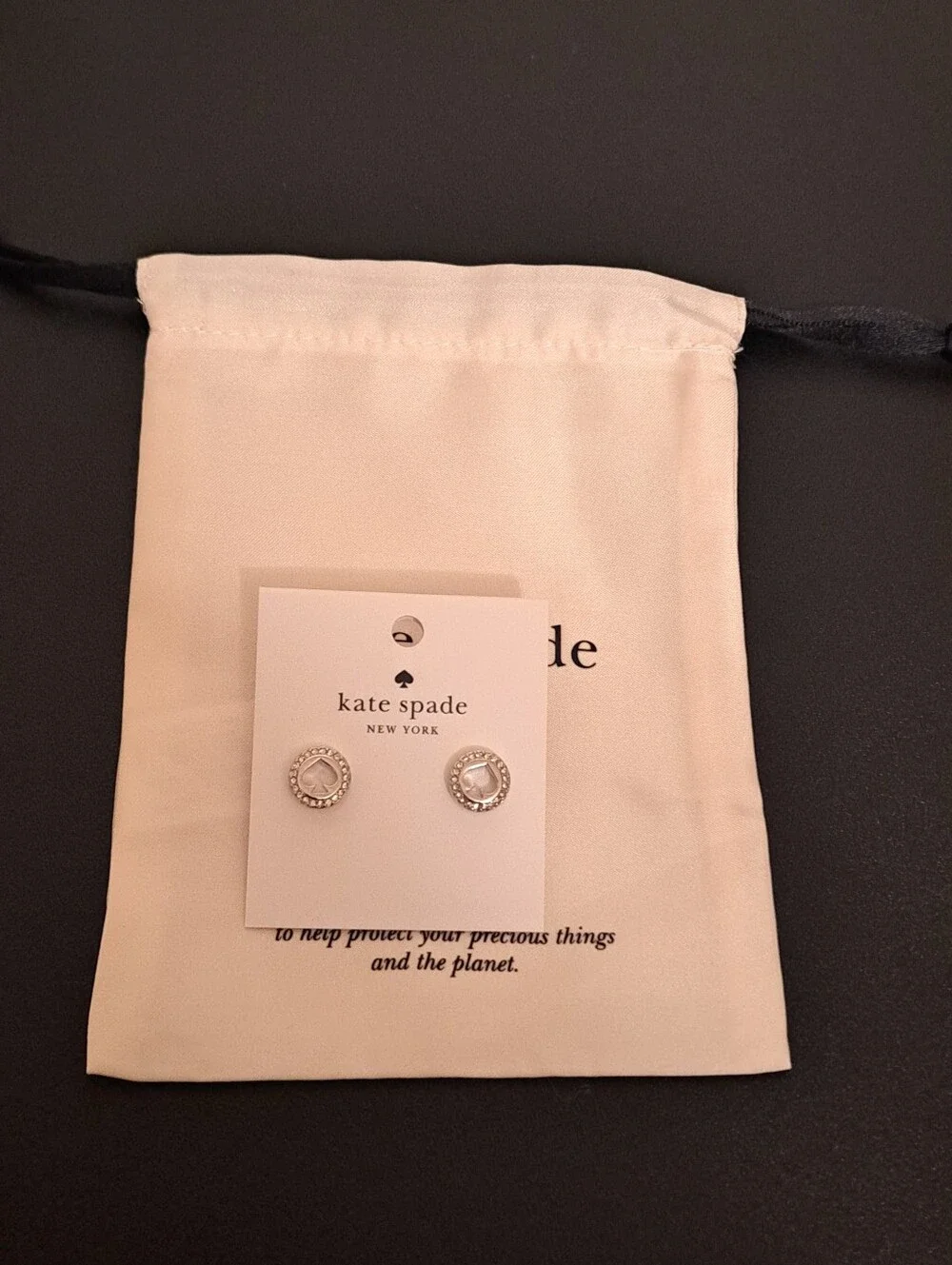 kate spade Silver Crystal Halo Stud Earrings with dust bag. NWT